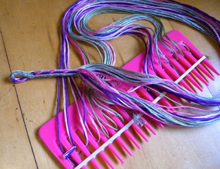 finger loop braiding, setting down the loops