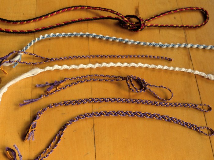 photo of 7 different 3-loop braids