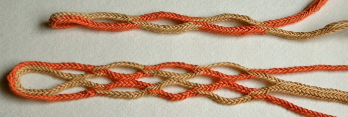 10-loop double braids, openwork 10-loop fingerloop braids, openwork