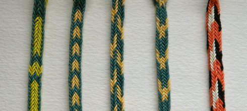 10-loop double braids: solid, hollow and side-groove rectangles 10-loop fingerloop braids: solid, hollow and side-groove rectangles