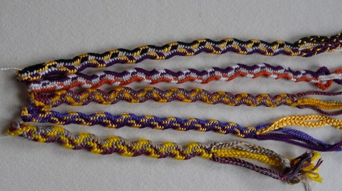 Various curvy double braids, all solid rectangle, 9 - 13 loops, zig zag braid, rick rack braid