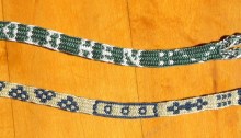 17th Century alphabet braid, letter braid, original variation by Ingrid Crickmore (18 loops rather than traditional braid's 14 loops) , finger loop braiding, loop manipulation