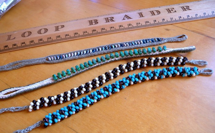 fingerloop braids with beading - czech, japanese seed beeds