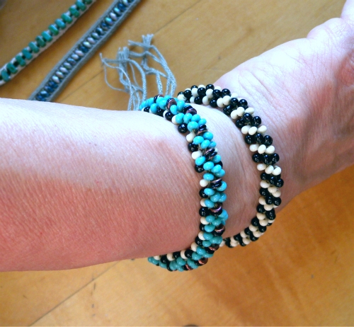 beaded fingerloop spiral braids