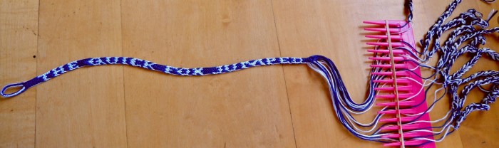 In-progress loop-braided letterbraid from the Nun's Book