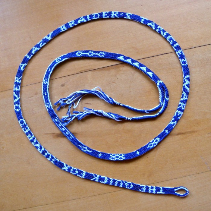 Pangram braid for the Nun's letterbraid, fingerloop braid, loop braiding, Pangram, Nun's Book letter braid, 17th C. letterbraid, finger loop braiding, loop manipulation braiding, Ingrid Crickmore, loopbraider