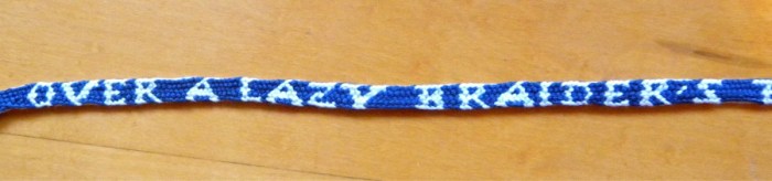 Nun's Book type letter braid by Ingrid Crickmore (17th C. textile technique, loop braiding