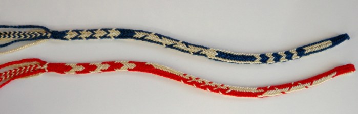 /10-loop Double braids with 'automatic' bicolor patterns. 