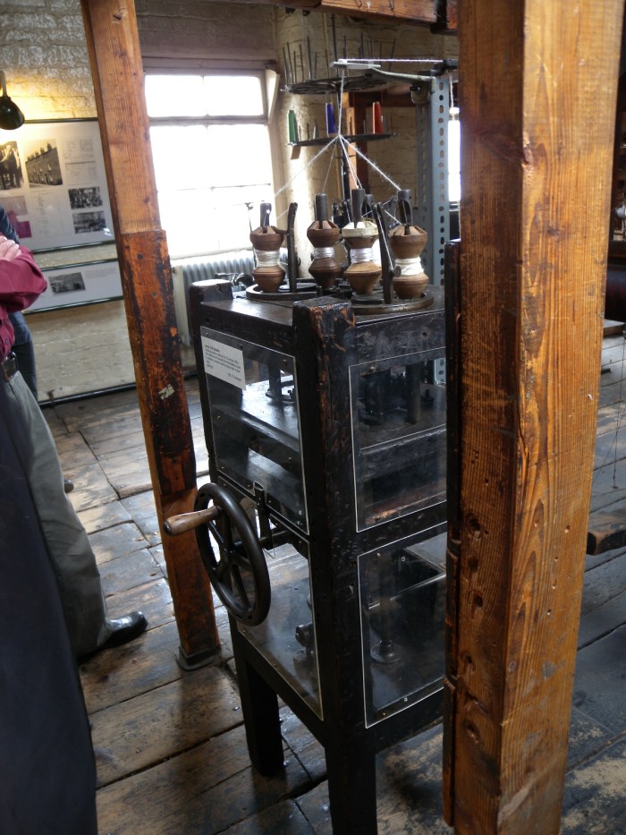 Antique / early braiding machine, produced by R. Lockman, 1800's (circa 1830), housed at Paradise Mills, Macclesfield, England, hand crank 5-strand braider for lamp wicks and shoelaces. Photo by Ingrid Crickmore © 2012 Ingrid Crickmore, loopbraider.com