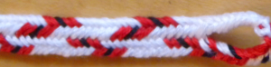 7-loop flat braid, narrow zig-zag pattern, fingerloop braid, loopbraider.com